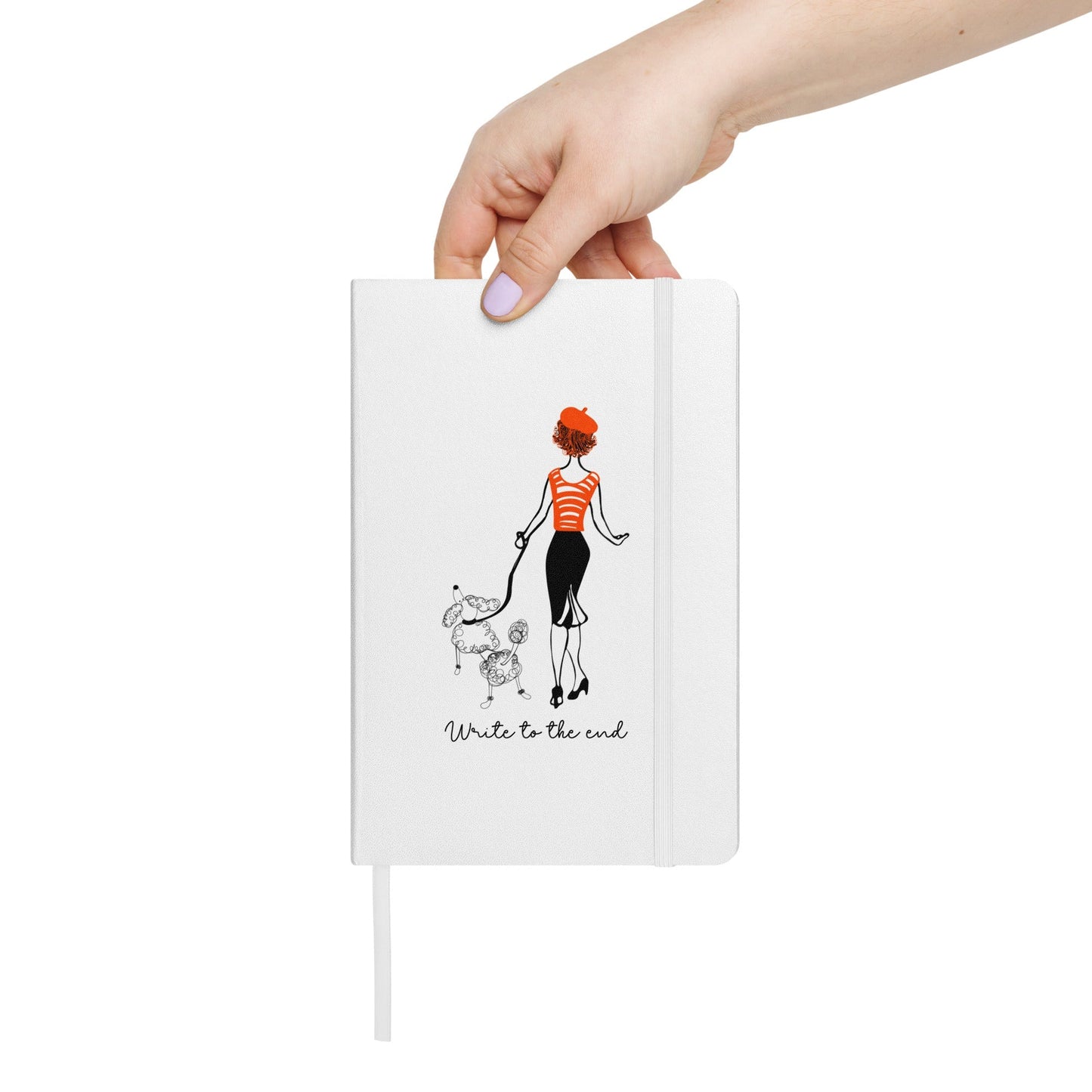 Write to the End Woman and French Poodle Hardcover Bound Notebook - - San Rocco Italia