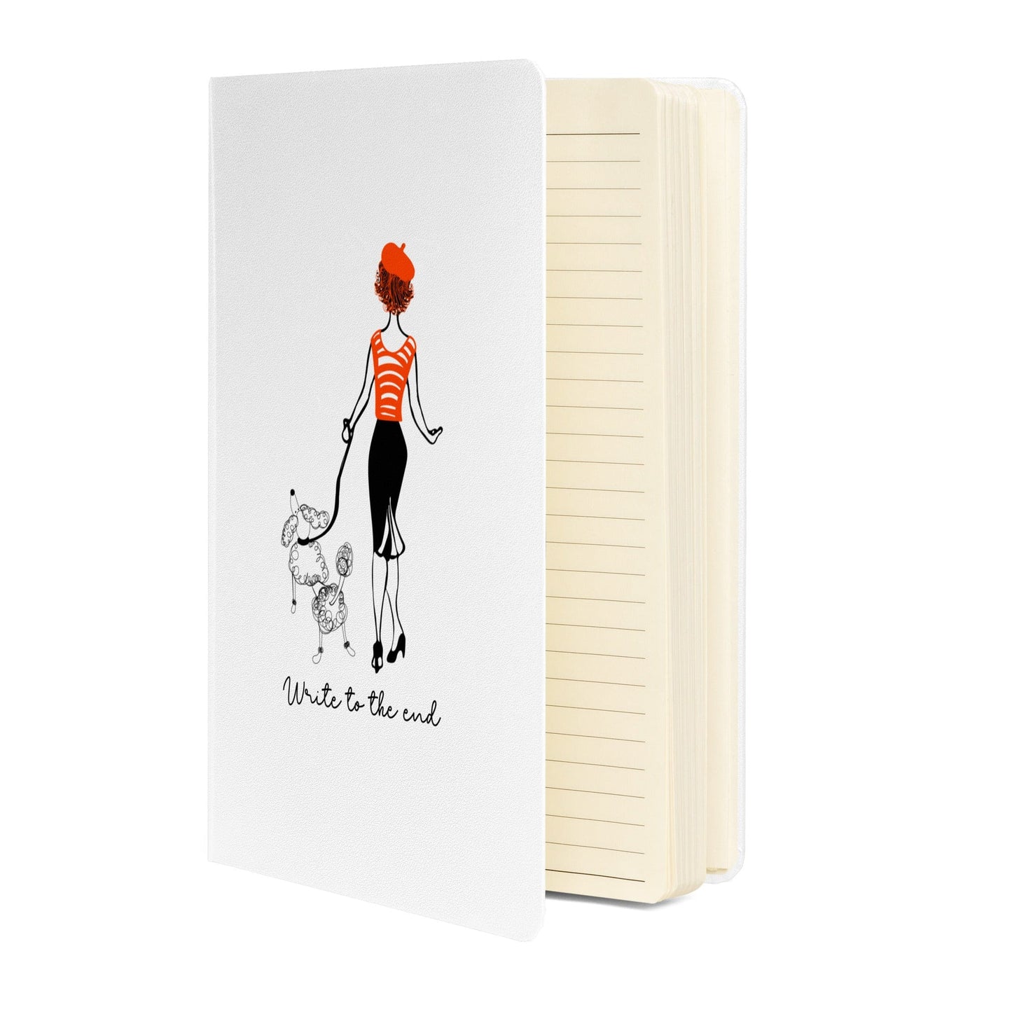 Write to the End Woman and French Poodle Hardcover Bound Notebook - - San Rocco Italia