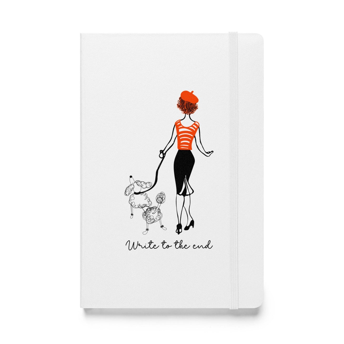 Write to the End Woman and French Poodle Hardcover Bound Notebook - - San Rocco Italia