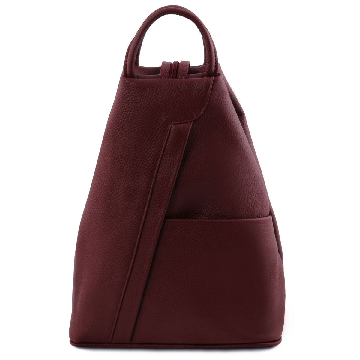 Leather Backpacks Bordeaux Shanghai - Italian leather backpack - pebbled leather | TL141881 San Rocco Italia