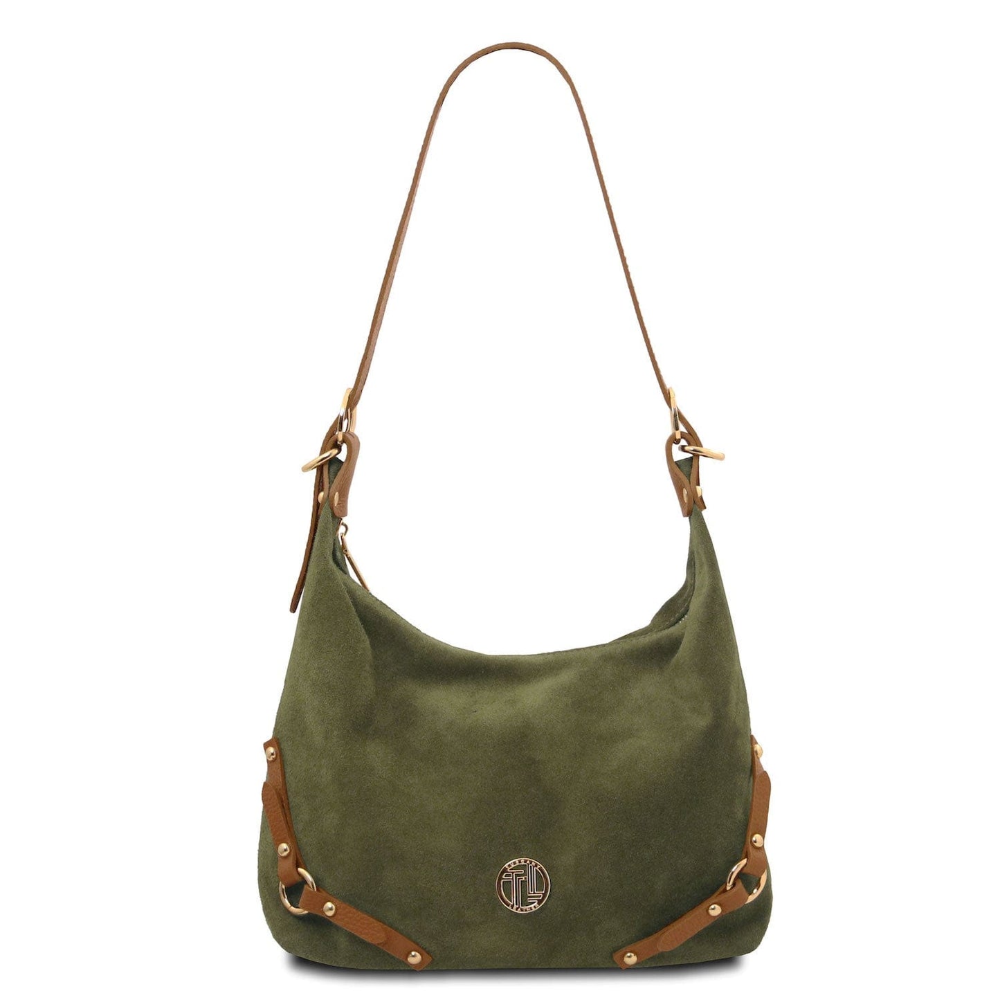 Leather handbags Forest Green Sierra - Suede Hobo Bag | TL142419 San Rocco Italia