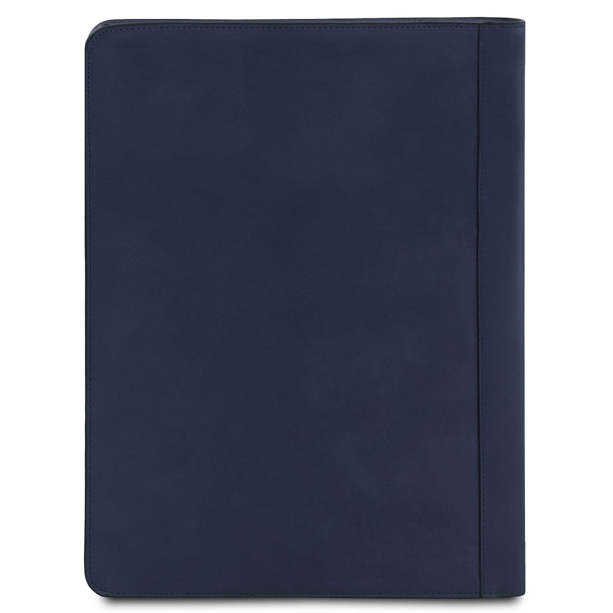 Navy blue Tiberio leather document case with clean stitching and rounded corners