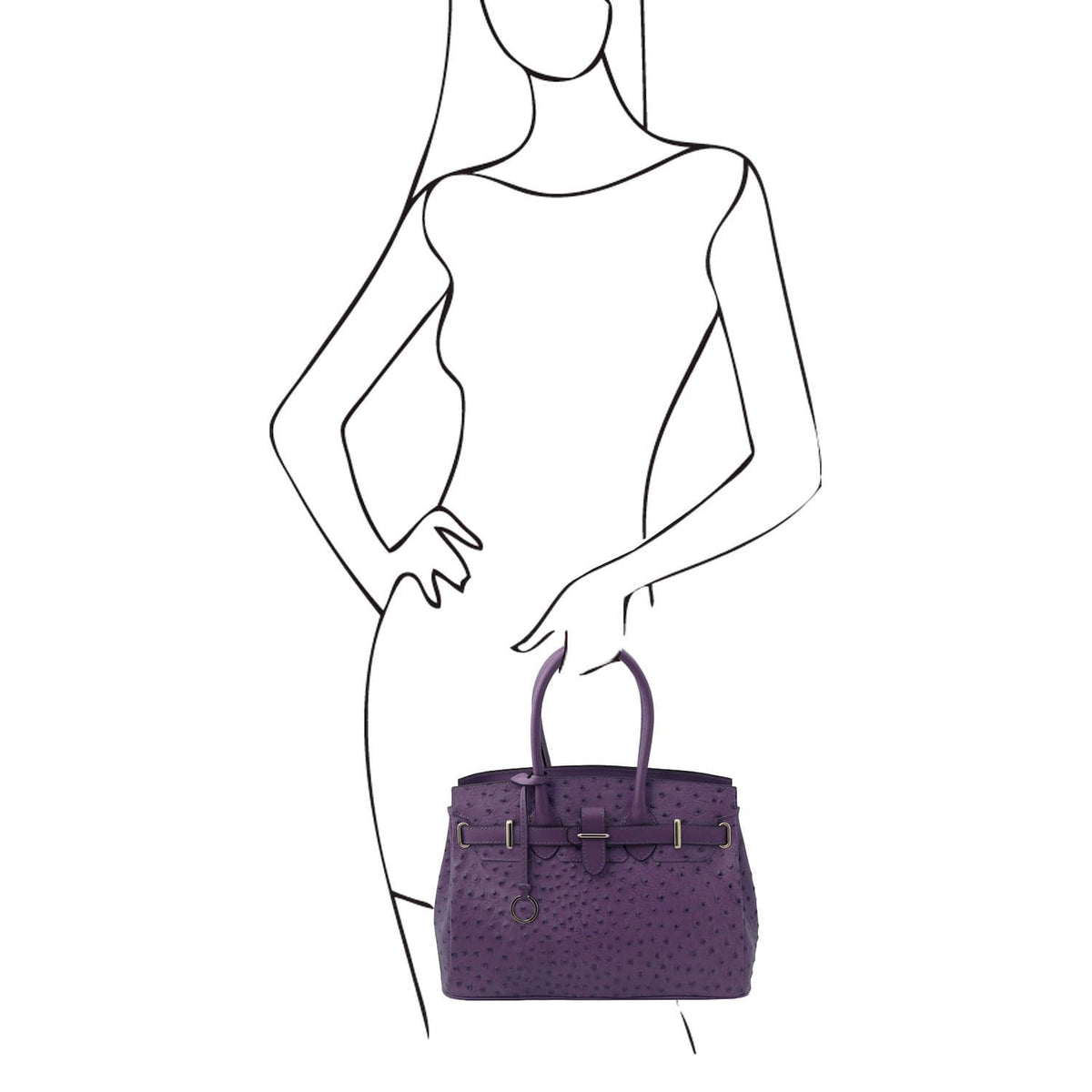 Leather handbags TL Bag - Handbag in ostrich-print leather | TL142120 San Rocco Italia
