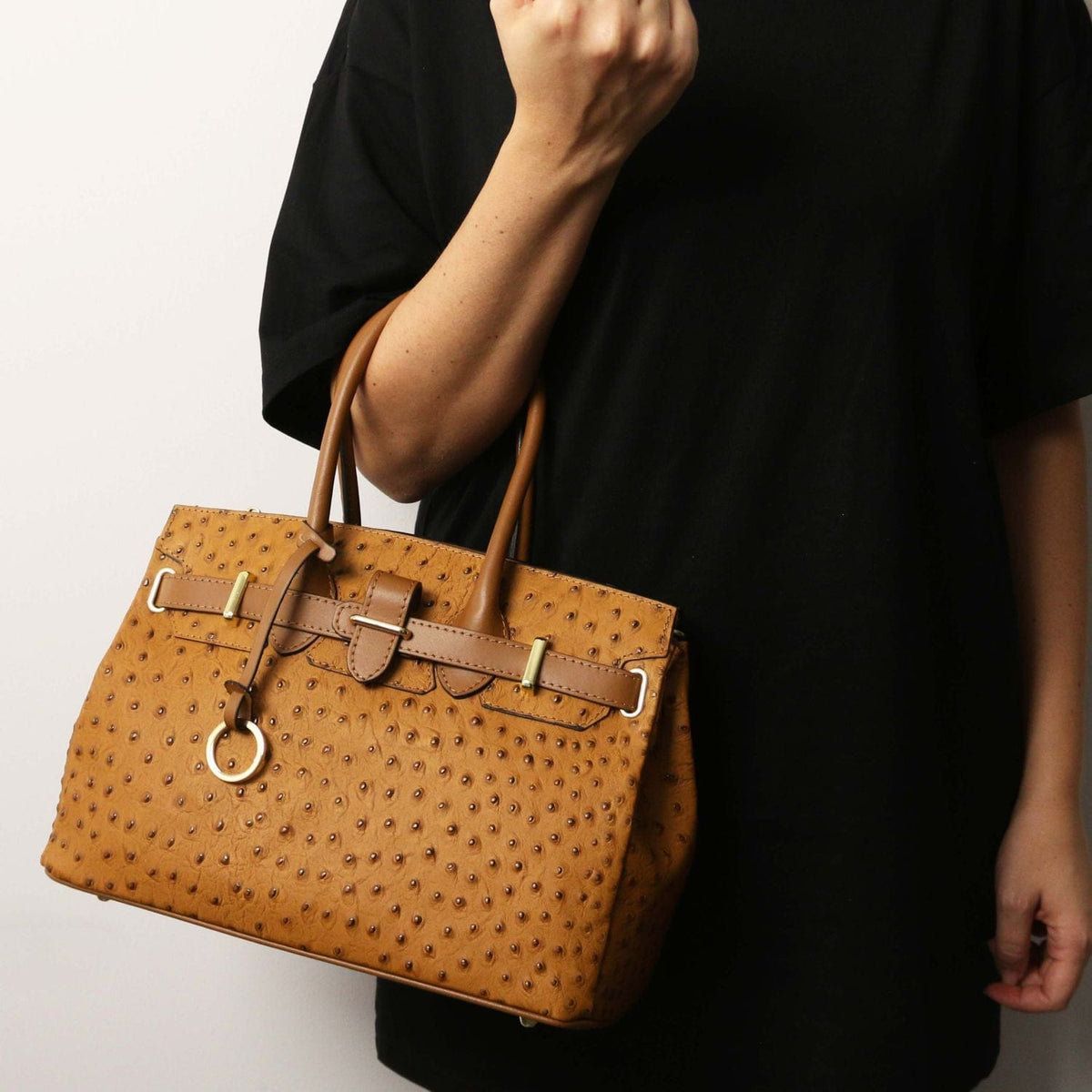 Leather handbags TL Bag - Handbag in ostrich-print leather | TL142120 San Rocco Italia