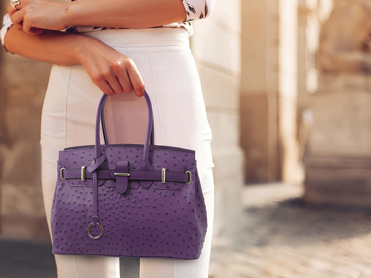 Leather handbags TL Bag - Handbag in ostrich-print leather | TL142120 San Rocco Italia