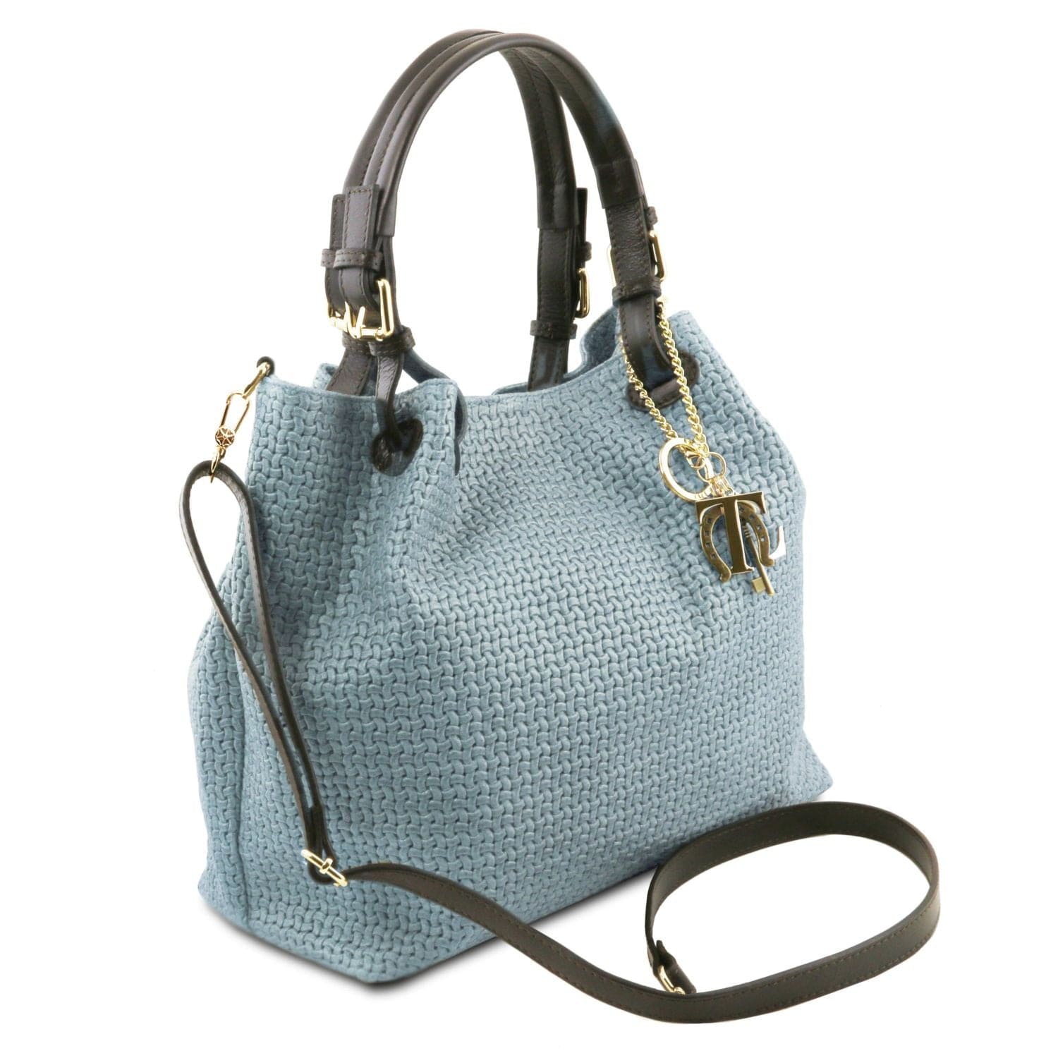 Leather shoulder bags TL KeyLuck - Woven printed leather shopping bag | TL141573 San Rocco Italia