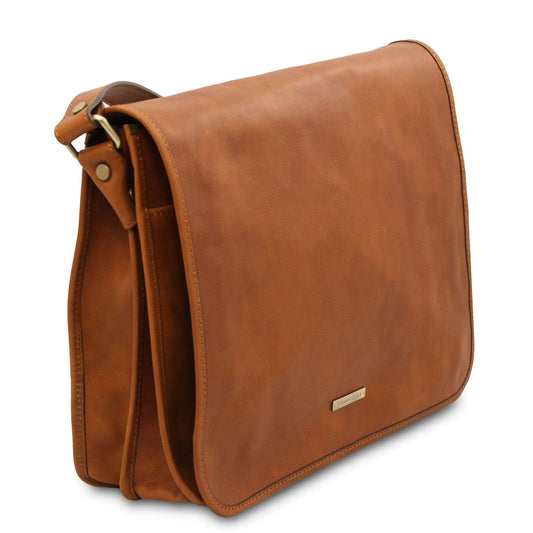 Leather bags for men TL Messenger - Two compartment matte leather shoulder bag - Large size | TL142430 San Rocco Italia