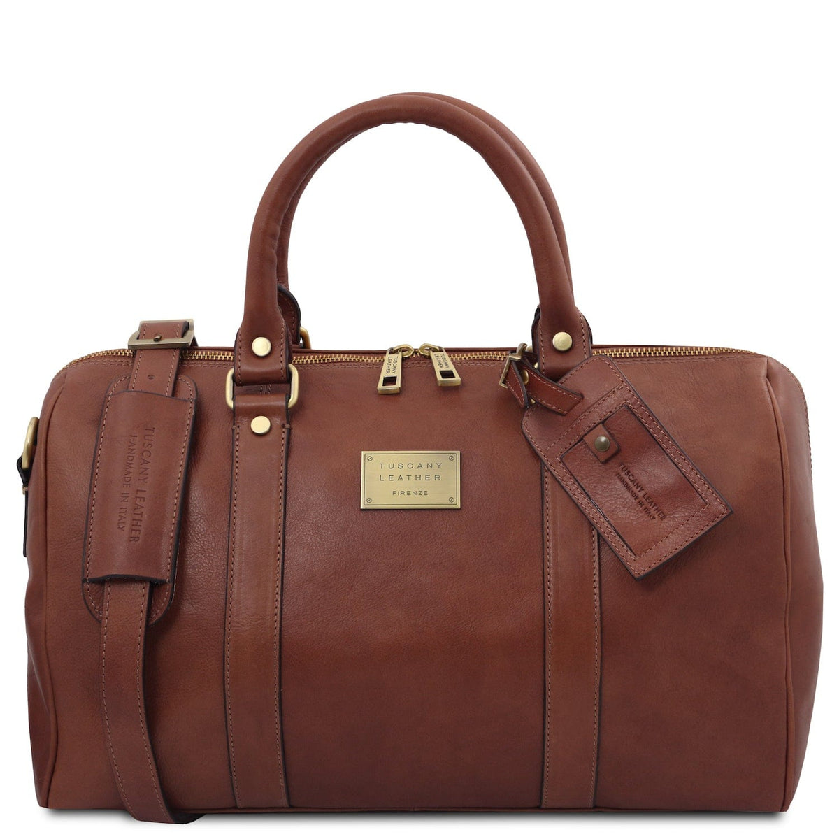Leder-Reisetaschen Braun TL Voyager - Kleine Reisetasche aus mattem Leder mit Rückentasche | TL141250 San Rocco Italia