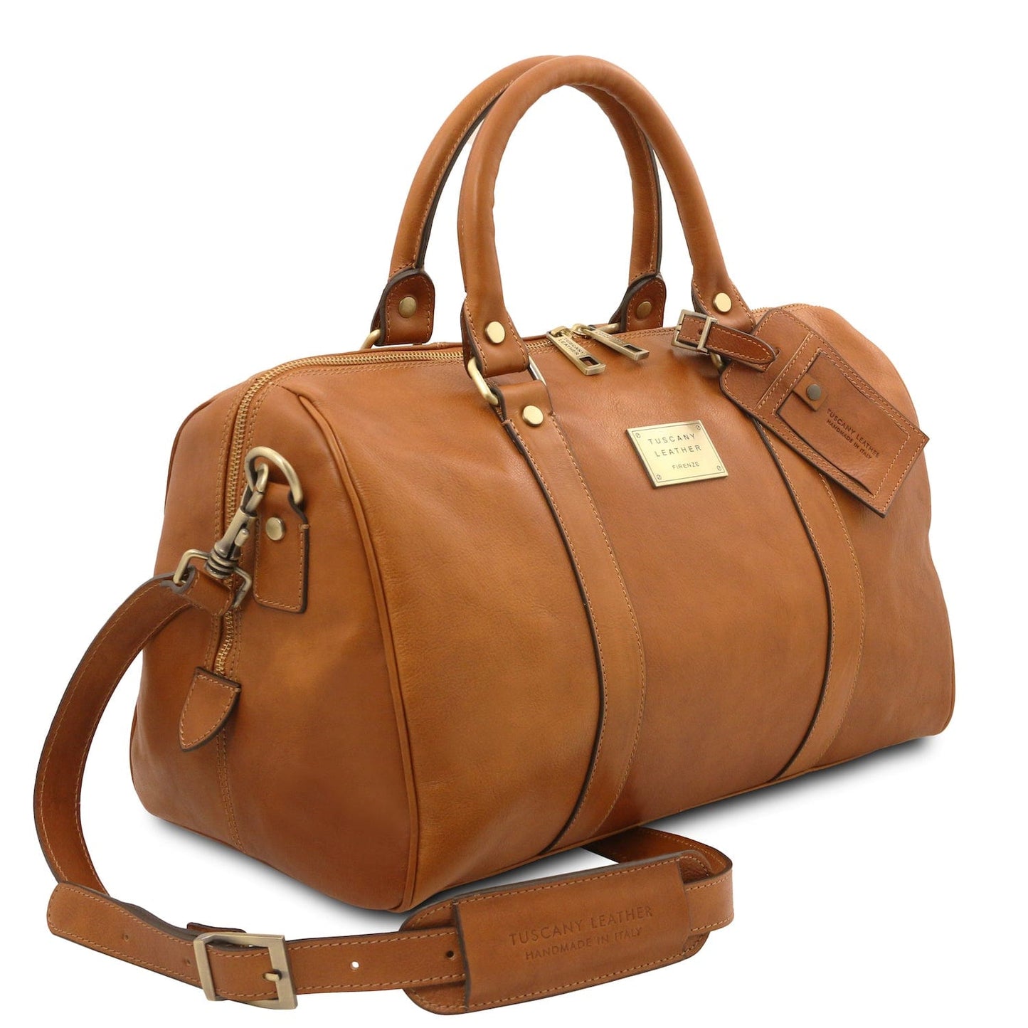 TL Voyager - Travel leather duffle bag with pocket on the back side in matte leather - Small size | TL141250 - Premium Leather Travel bags - Shop now at San Rocco Italia