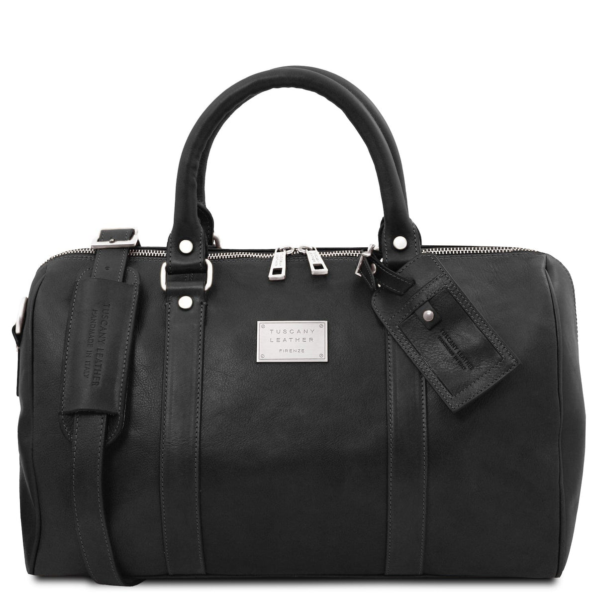 Leder-Reisetaschen Schwarz TL Voyager - Kleine Reisetasche aus mattem Leder mit Rückentasche | TL141250 San Rocco Italia