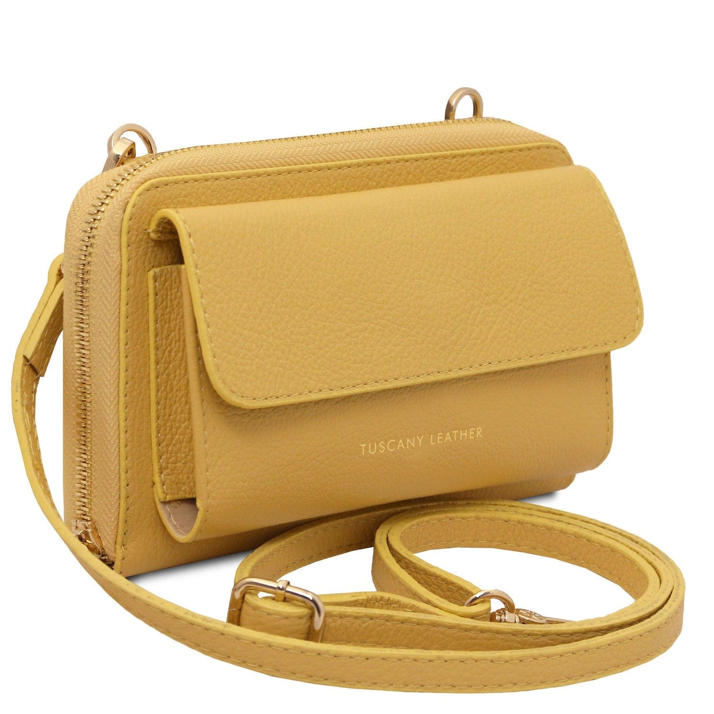 Urania - Leather phone wallet with strap | TL142433 - Premium Leather shoulder bags - Shop now at San Rocco Italia