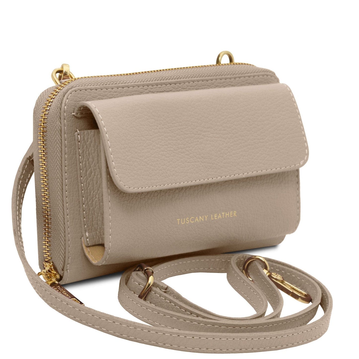 Urania - Leather phone wallet with strap | TL142433 - Premium Leather shoulder bags - Shop now at San Rocco Italia