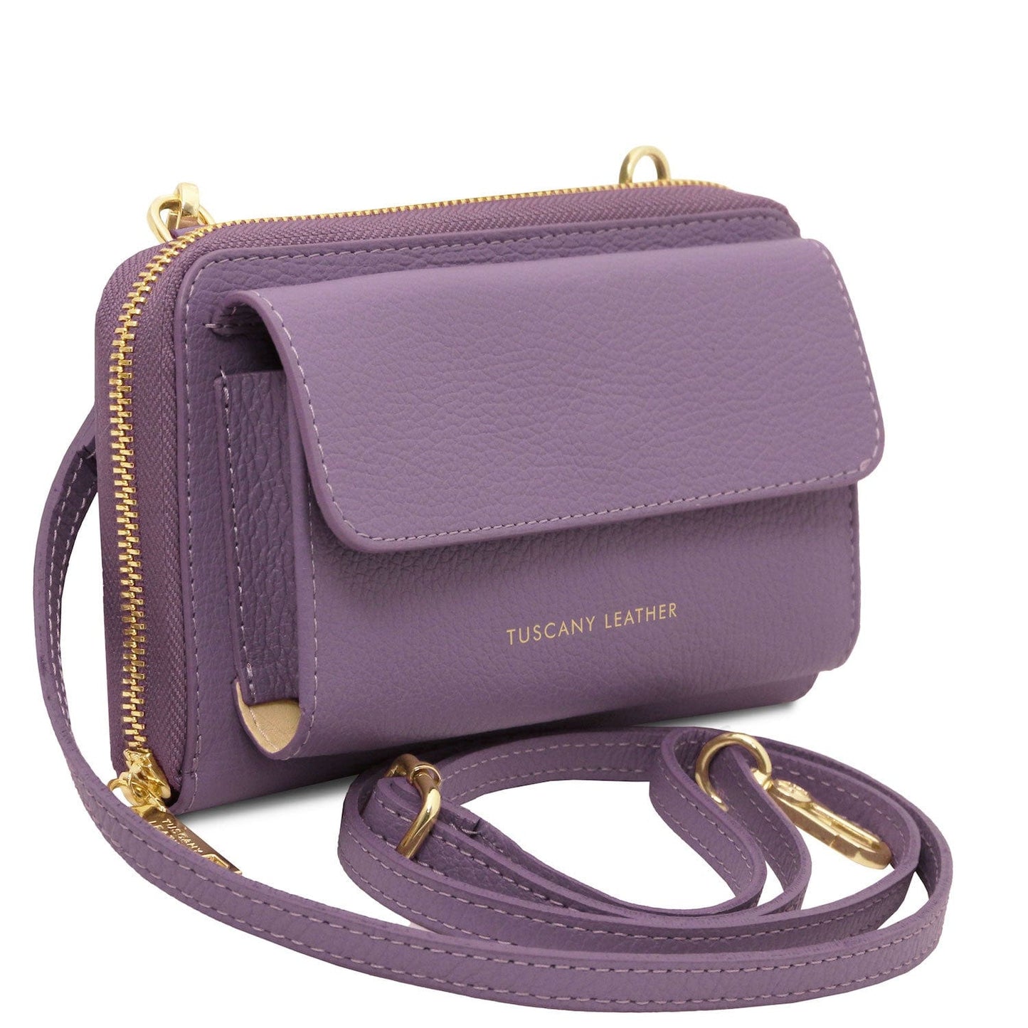 Urania - Leather phone wallet with strap | TL142433 - Premium Leather shoulder bags - Shop now at San Rocco Italia