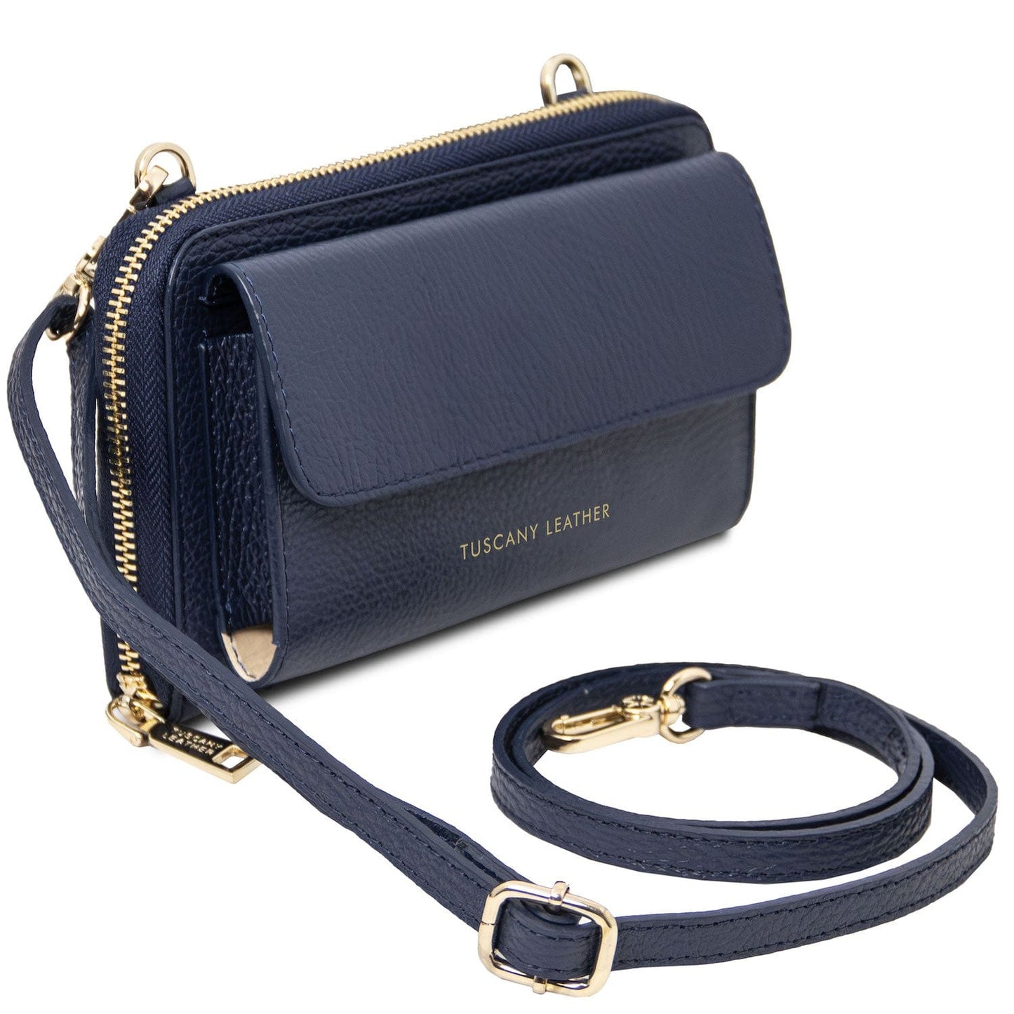 Urania - Leather phone wallet with strap | TL142433 - Premium Leather shoulder bags - Shop now at San Rocco Italia