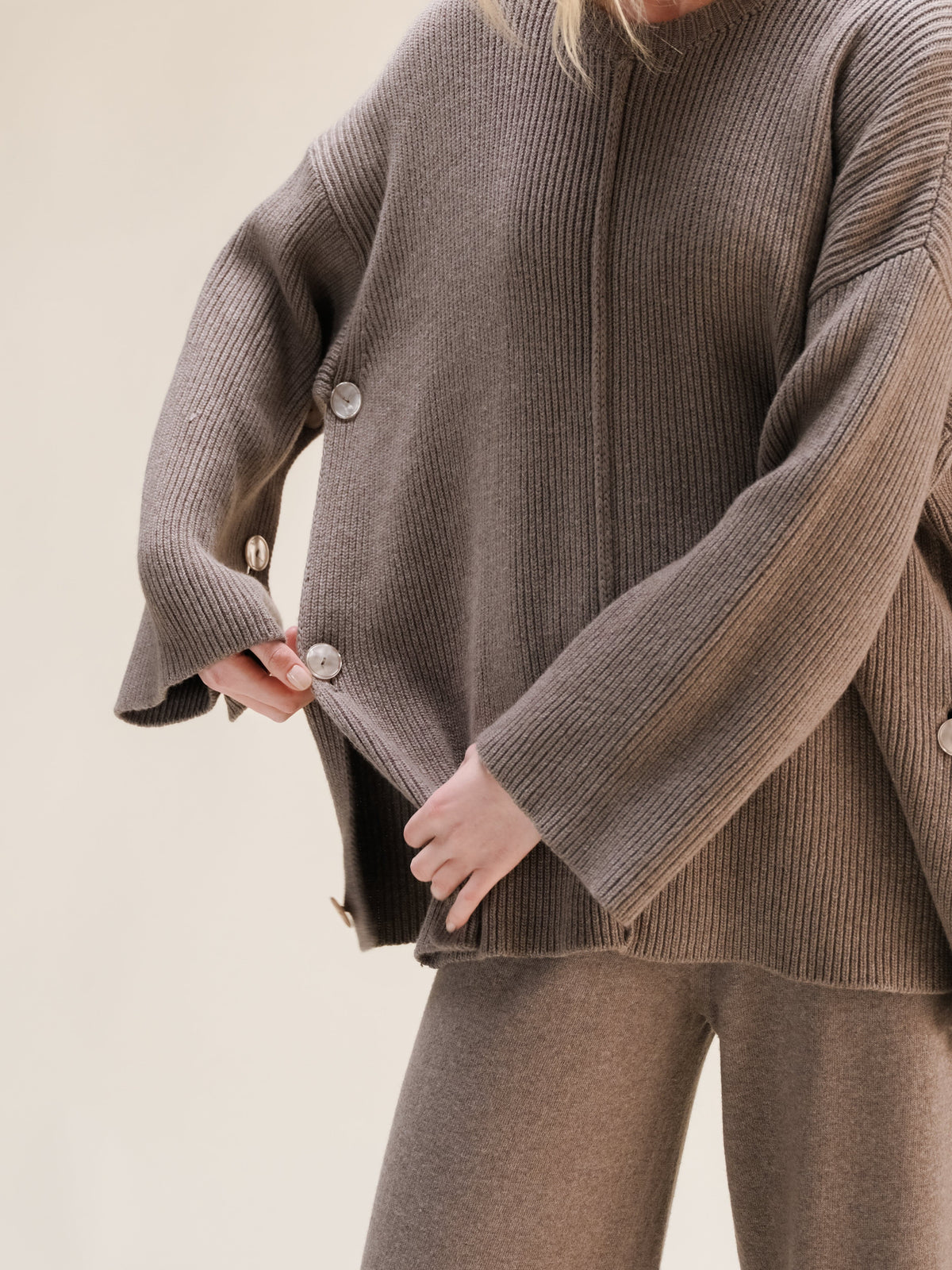 Knitwear Chestnut / S Wool & Cashmere Mix Oversized Cape Sweater San Rocco Italia