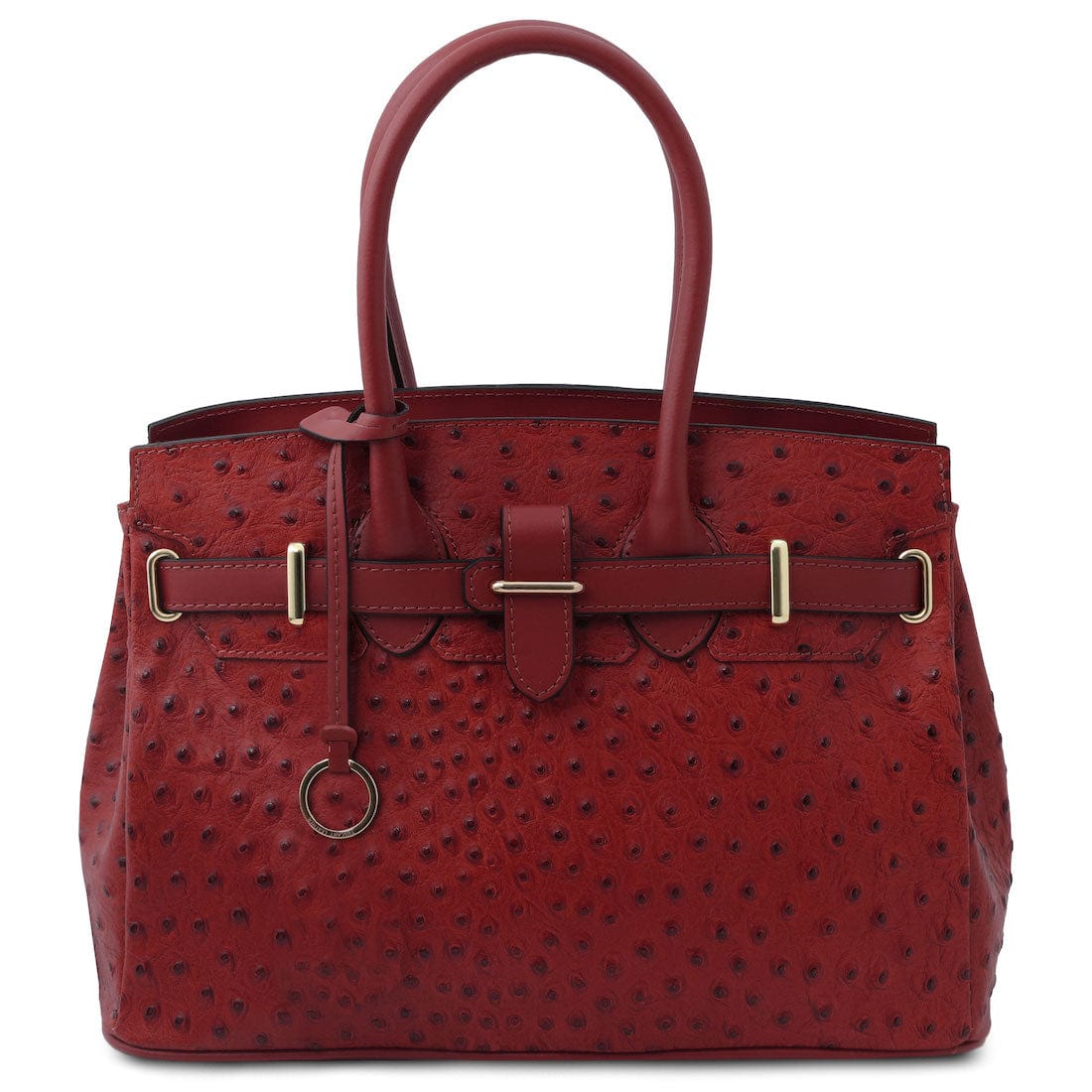 Red Feather Print Patent Italian Leather Bag - Schandra