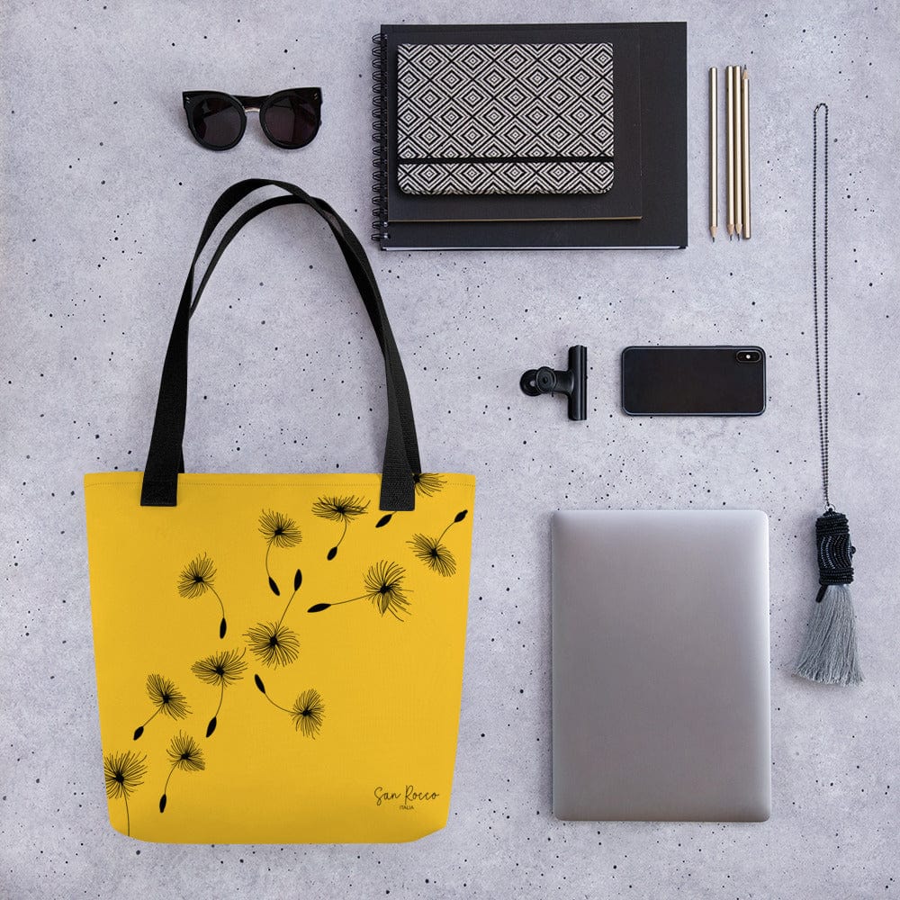 Accessoires - Handtaschen Gelbe Tote-Bag mit Löwenzahnmotiv San Rocco Italia
