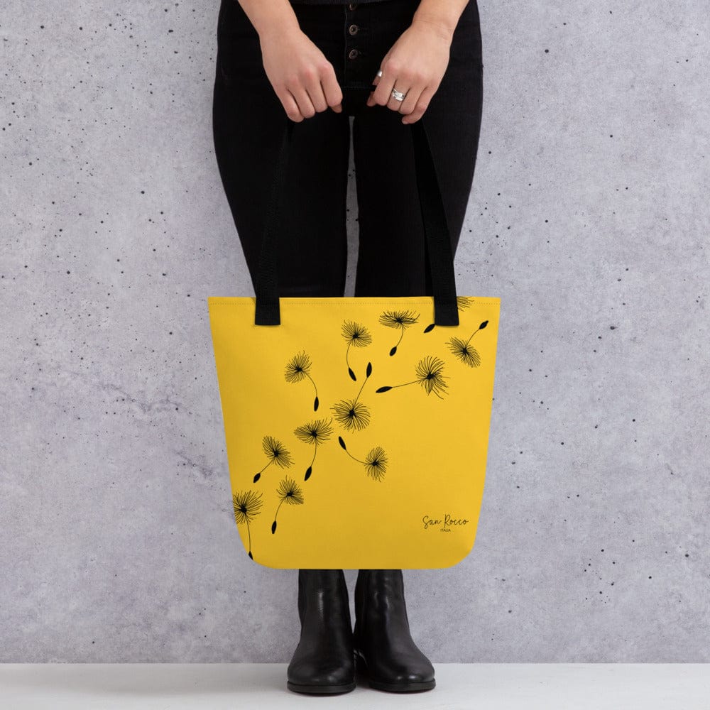 Accessoires - Handtaschen Schwarz Gelbe Tote-Bag mit Löwenzahnmotiv San Rocco Italia
