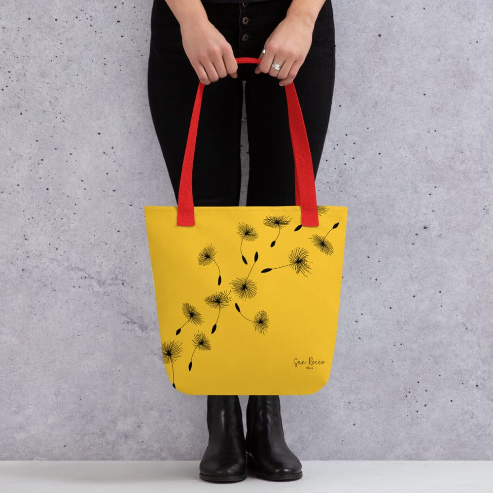 Accessoires - Handtaschen Rot-gelbe Tote-Bag mit Löwenzahnmotiv San Rocco Italia