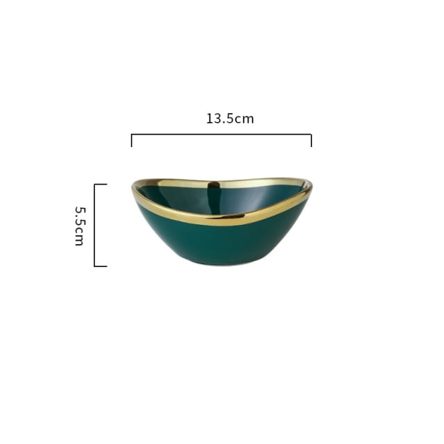 Luxury Green Glazed Ceramic Bowls with Gold Gilding - San Rocco Italia