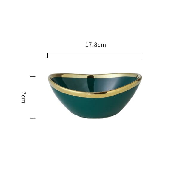 Luxury Green Glazed Ceramic Bowls with Gold Gilding - San Rocco Italia