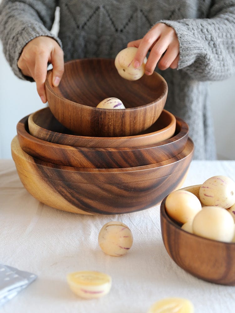 Solid Acacia Wood Nesting Bowls - San Rocco Italia