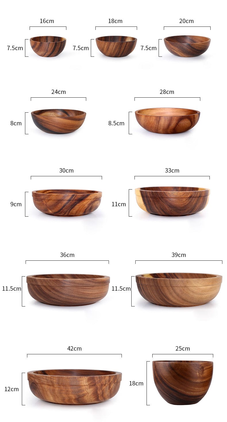 Solid Acacia Wood Nesting Bowls - San Rocco Italia