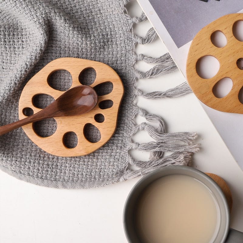 Lotus Root Wooden Coaster Set - 4 pieces - Coasters - San Rocco Italia