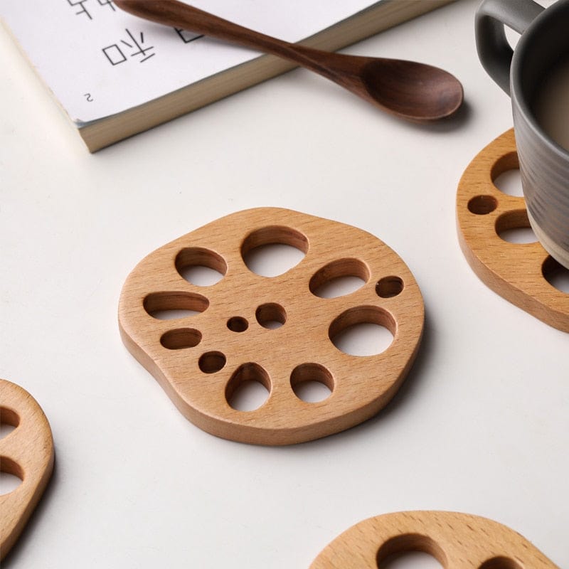 Lotus Root Wooden Coaster Set - 4 pieces - Coasters - San Rocco Italia