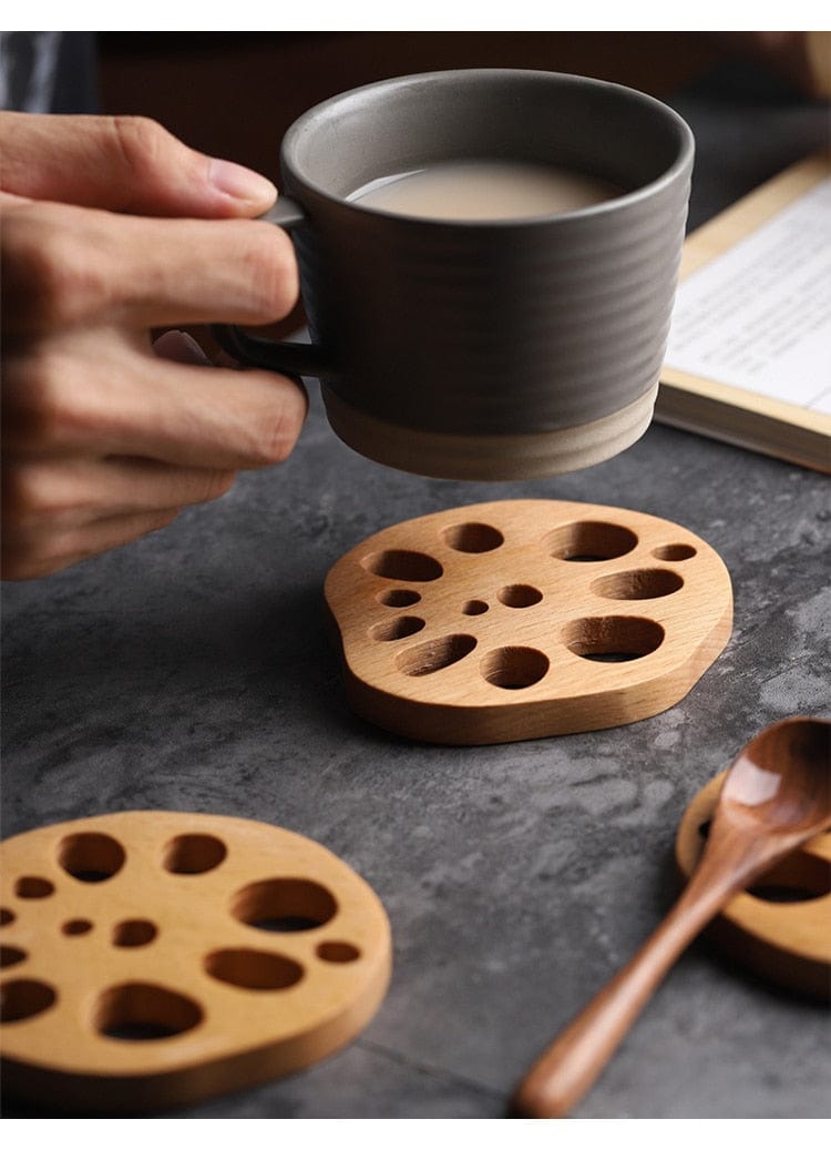 Lotus Root Wooden Coaster Set - 4 pieces - Coasters - San Rocco Italia