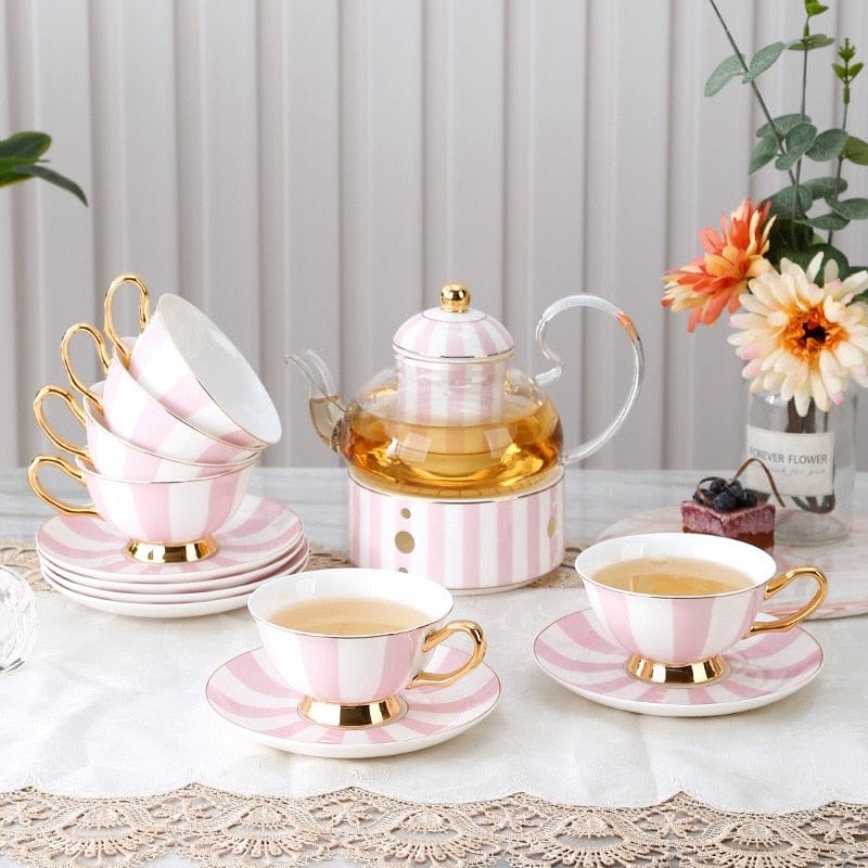 Unique Afternoon Tea Cups and Saucers in Gift Box, Royal Bone