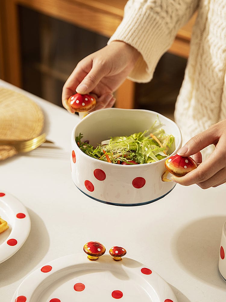 Red and White Mushroom Ceramic Mugs, Teapot, Plates and Bowls - Premium Cups - Just €35.95! Shop now at San Rocco Italia