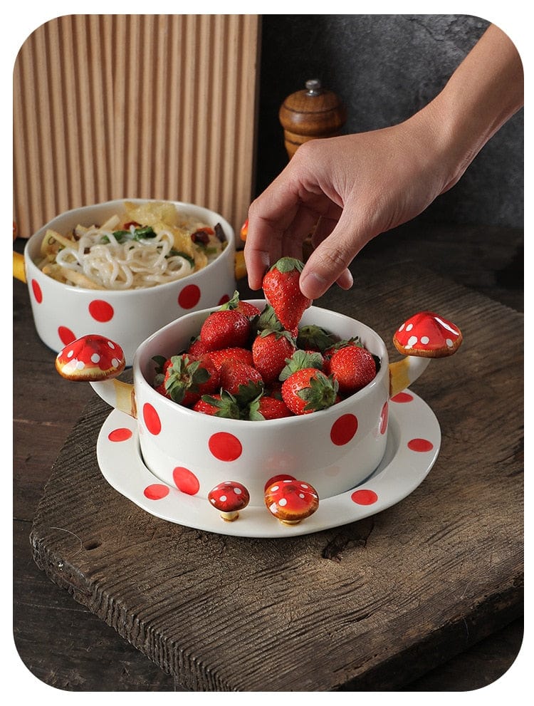 Red and White Mushroom Ceramic Mugs, Teapot, Plates and Bowls - Premium Cups - Just €35.95! Shop now at San Rocco Italia