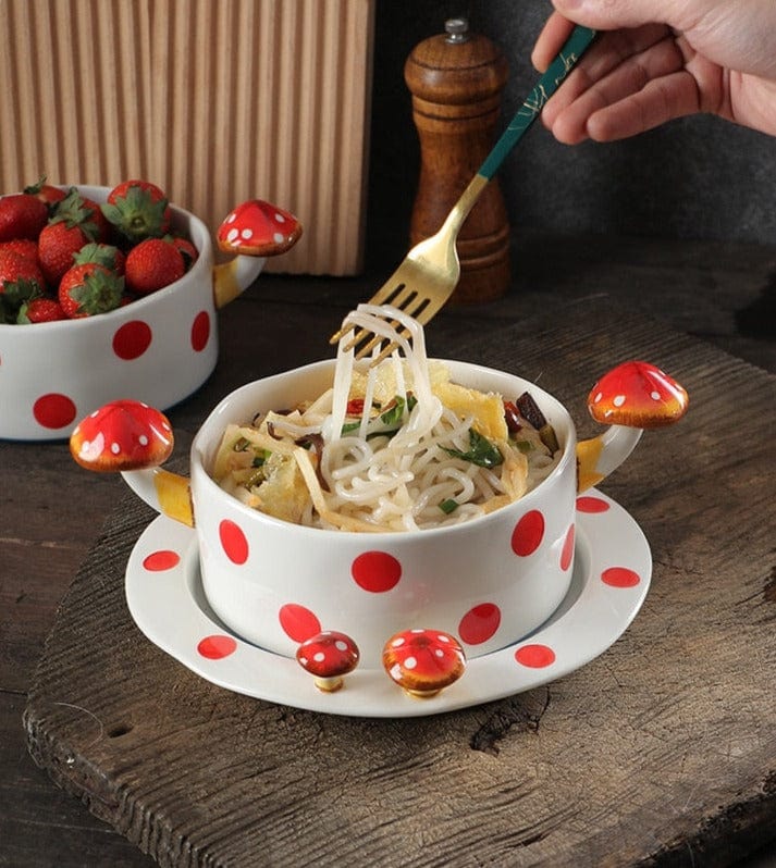 Red and White Mushroom Ceramic Mugs, Teapot, Plates and Bowls - Premium Cups - Just €35.95! Shop now at San Rocco Italia