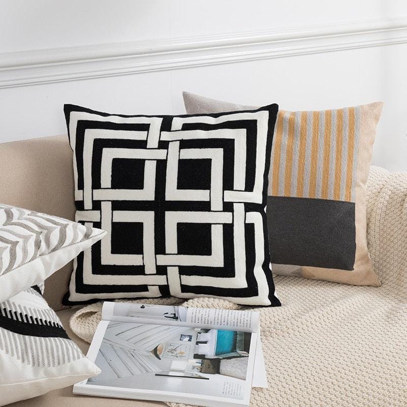 Geometric Embroidered Cushion Covers | 45x45 cm - Cusion Cover - sanroccoitalia.it