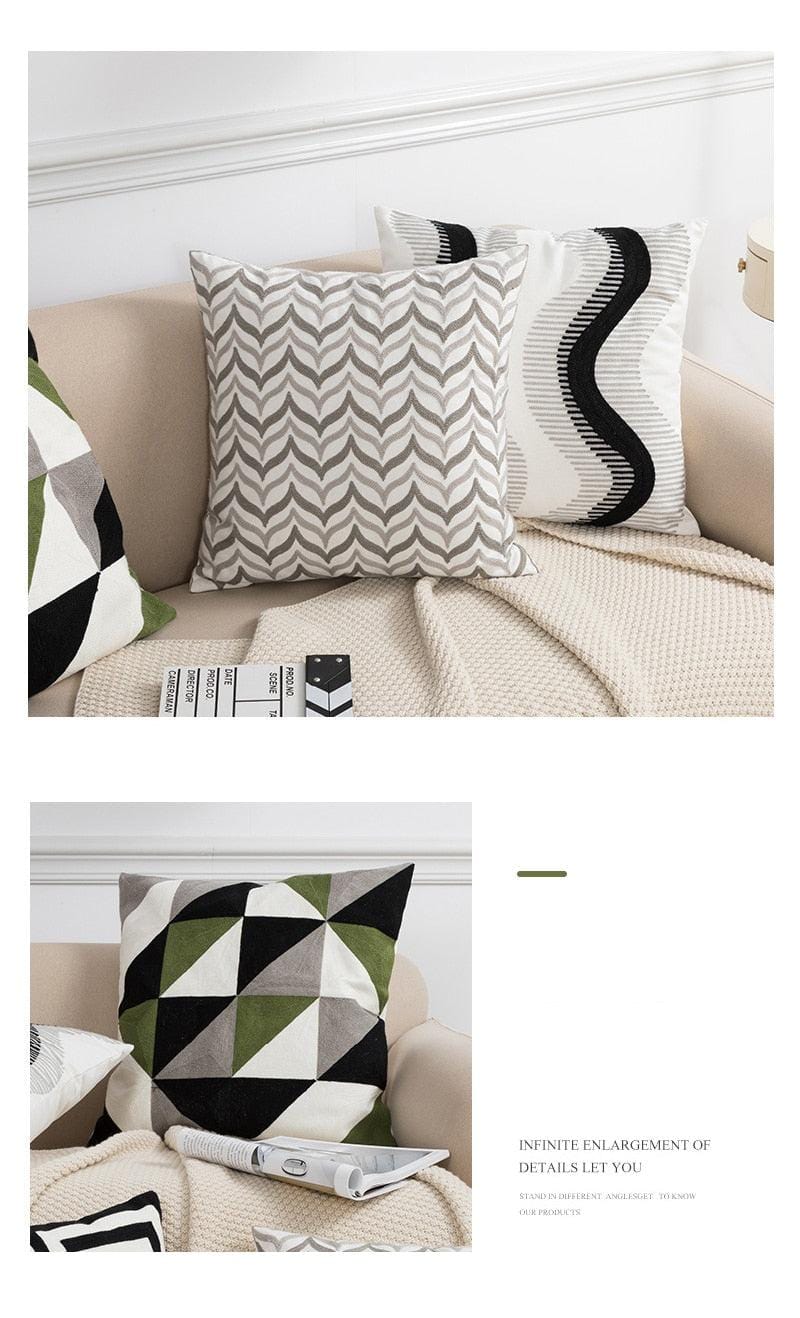 Geometric Embroidered Cushion Covers | 45x45 cm - Cusion Cover - sanroccoitalia.it