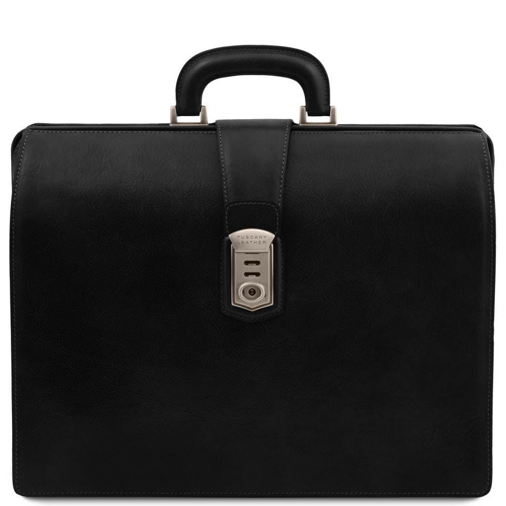 Sacs de médecin Noir Canova - Sac de médecin/serviette en cuir à 3 compartiments | TL141826 San Rocco Italia