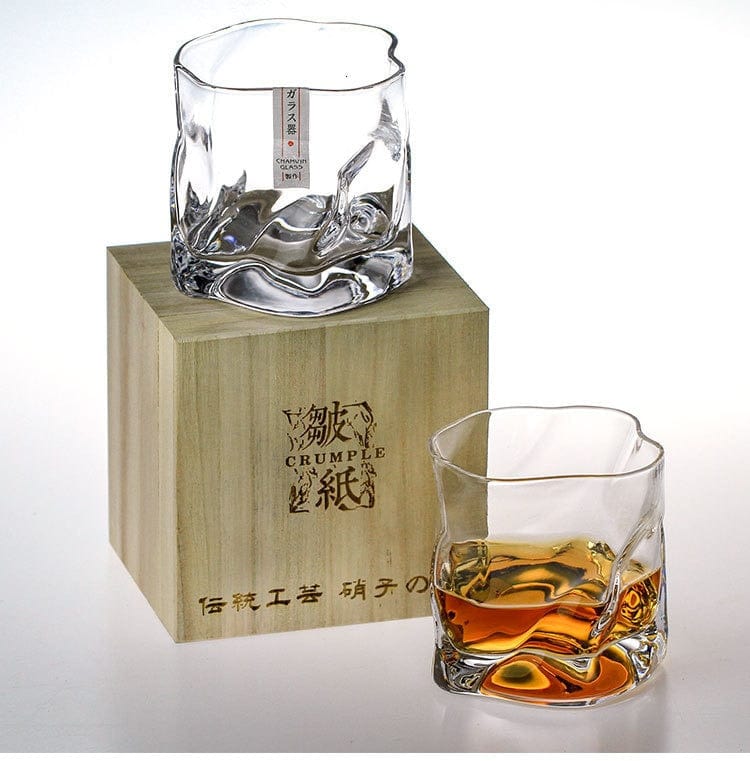 Japanese Style Edo Crystal Crumpled Paper Whisky Glass - drinkware - San Rocco Italia