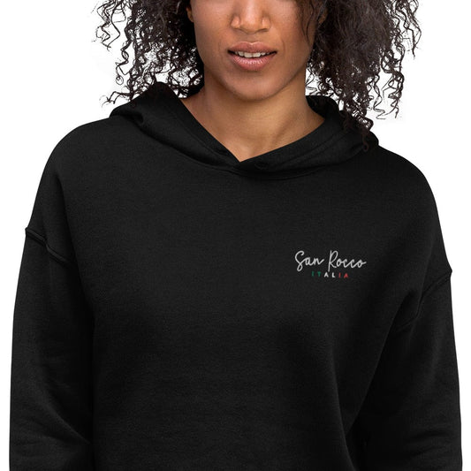 Women's Cropped Hoodie | Bella + Canvas 7502 Ethereal Blossom Crop Hoodie with Embroidered Logo San Rocco Italia