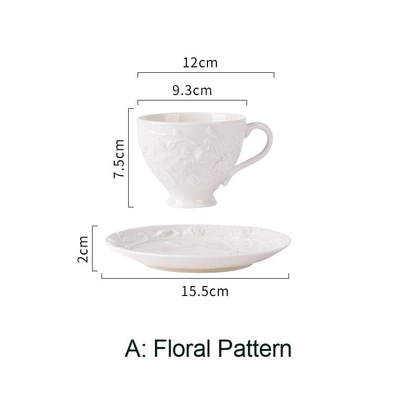 French Style Cream White Openwork Embossed Ceramic Cup and Saucer Set - Premium Coffee & Tea Cups - Just €39.95! Shop now at San Rocco Italia