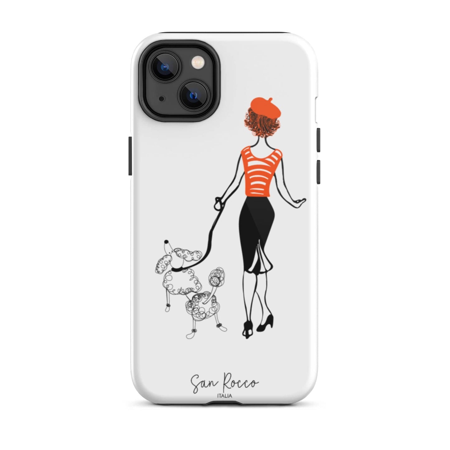 Mobile Phone Cases Glossy / iPhone 14 Plus Girl with French Poodle Tough iPhone Case San Rocco Italia