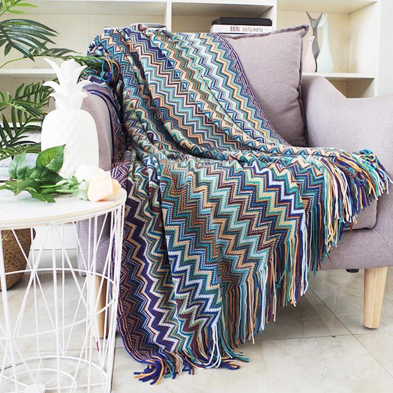 Soft Zig Zag Throw Blanket with Tassels - Premium Home - Just €49.95! Shop now at San Rocco Italia