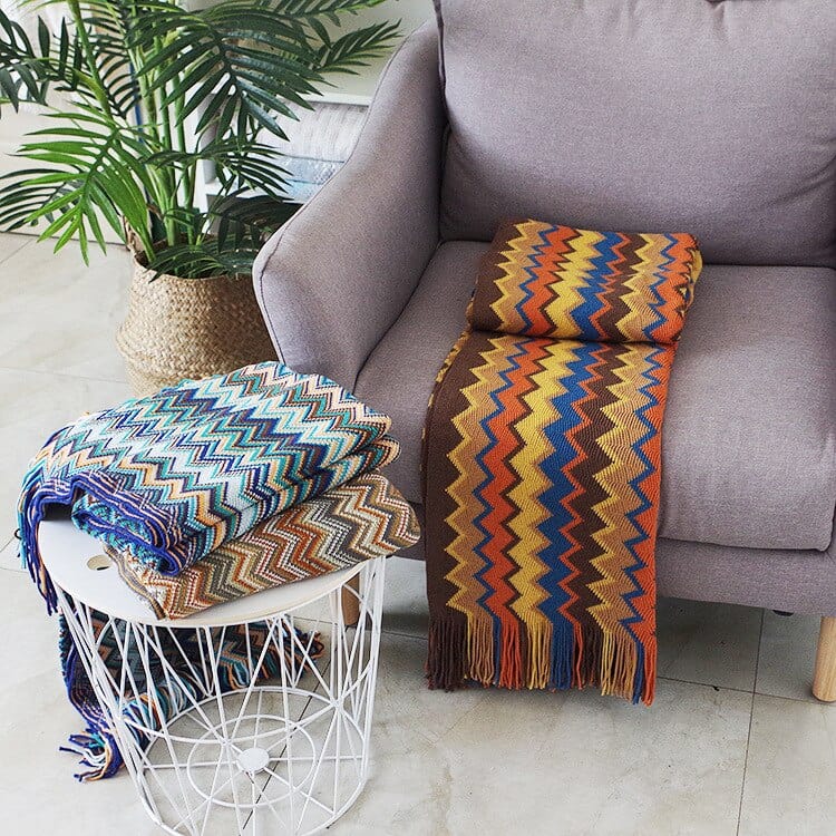 Soft Zig Zag Throw Blanket with Tassels - Premium Home - Just €49.95! Shop now at San Rocco Italia