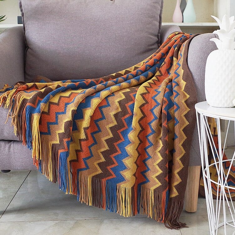 Soft Zig Zag Throw Blanket with Tassels - Premium Home - Just €49.95! Shop now at San Rocco Italia