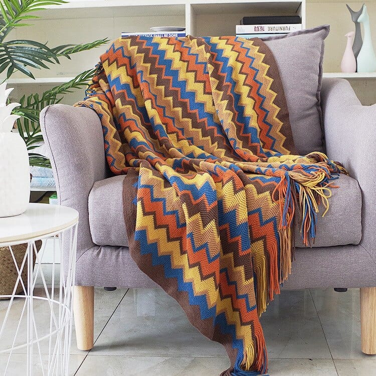 Soft Zig Zag Throw Blanket with Tassels - Premium Home - Just €49.95! Shop now at San Rocco Italia
