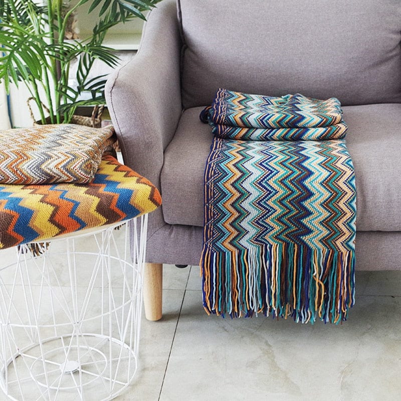Soft Zig Zag Throw Blanket with Tassels - Premium Home - Just €49.95! Shop now at San Rocco Italia