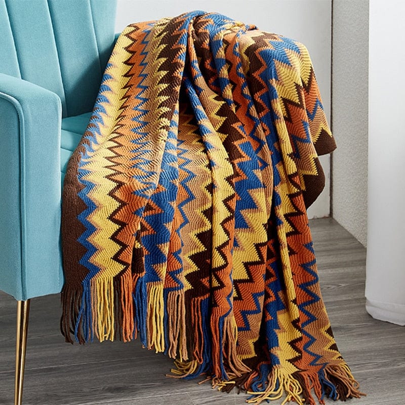 Soft Zig Zag Throw Blanket with Tassels - Premium Home - Just €49.95! Shop now at San Rocco Italia