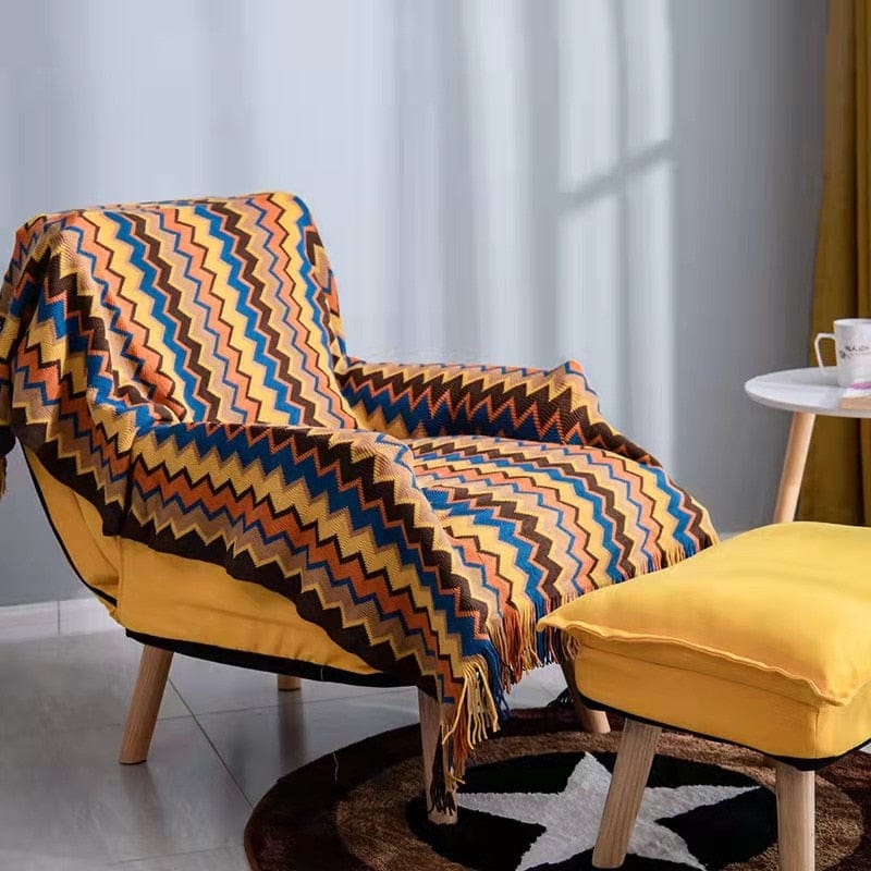 Soft Zig Zag Throw Blanket with Tassels - Premium Home - Just €49.95! Shop now at San Rocco Italia