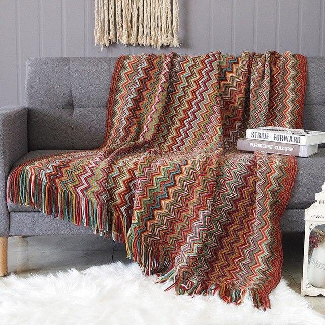 Soft Zig Zag Throw Blanket with Tassels - Premium Home - Just €49.95! Shop now at San Rocco Italia