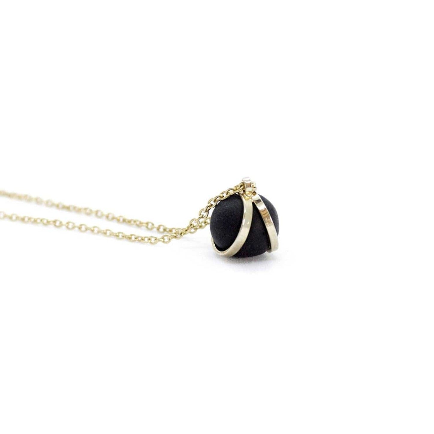Gold Black Ball Charm Pendant Necklace - www.sanroccoitalia.it - Jewellery